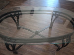 Glass and metal coffee table with end table