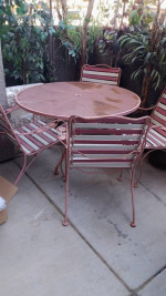 wrought iron patio set large round table 4 chairs