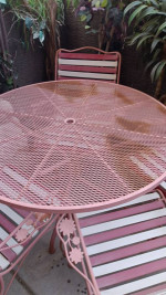 wrought iron patio set large round table 4 chairs