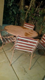 wrought iron patio set large round table 4 chairs