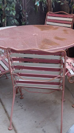 wrought iron patio set large round table 4 chairs