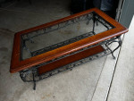 Very nice coffee table, glass wood metal