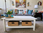STURDY and CUTE solid wood white IKEA coffee table w/baskets