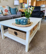 STURDY and CUTE solid wood white IKEA coffee table w/baskets