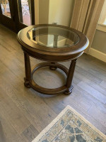 glass-topped side table by Thomasville