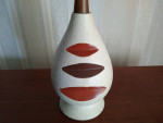 Modern Mid-Century Textured Ceramic & Walnut Wood Table Lamp