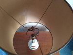 Modern Mid-Century Textured Ceramic & Walnut Wood Table Lamp