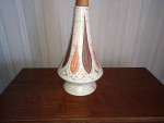 Modern Mid-Century Ceramic Atomic & Walnut Wood Table Lamp
