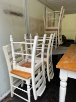 Solid Wood Expandable Table with 6 Bar height chairs
