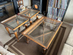 Glass coffee table with two matching side tables