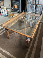 Glass coffee table with two matching side tables