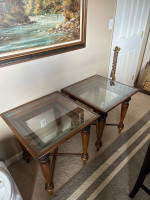 Glass coffee table with two matching side tables