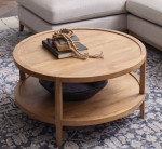Solid wood oak round coffee table