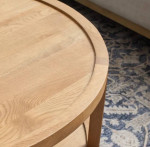 Solid wood oak round coffee table