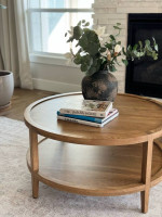 Solid wood oak round coffee table