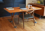Restored Hans Wegner "saw-horse" Danish teak dining table/desk AT303