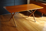 Restored Hans Wegner "saw-horse" Danish teak dining table/desk AT303