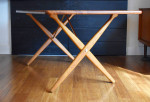 Restored Hans Wegner "saw-horse" Danish teak dining table/desk AT303