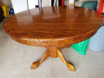 Oak Dining Table. Round 4ft +2ft Leaf=6ft Length.