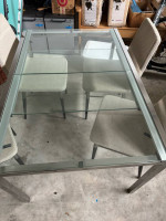 IKEA glass extendable table with 4 chairs