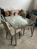 IKEA glass extendable table with 4 chairs