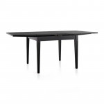 Crate & Barrel Black Extension Dining Table, 4 Metal Chairs w/ leather