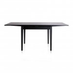 Crate & Barrel Black Extension Dining Table, 4 Metal Chairs w/ leather
