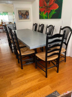 DINING TABLE-ZINC TOP-9' W/ 9 CHAIRS