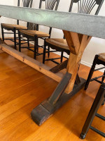 DINING TABLE-ZINC TOP-9' W/ 9 CHAIRS