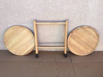 Solid wood, with universal wheels, double foldable round table
