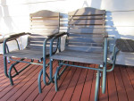 2 Wonderful Glider Deck / Lawn Chairs with Drink Table