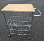 Industrial Wooden Rolling Bar Cart Kitchen Island Table