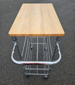 Industrial Wooden Rolling Bar Cart Kitchen Island Table