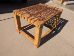 Solid Wood & Leather Table