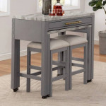 3 PCS Counter Height table set-Slide-out Top Extension