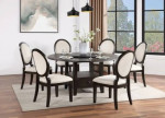 7 PCS Terni Collection Round Dining table set- Lazy Susan-Espresso
