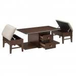 Clarissa Collection Cocktail Table with two storage Ottomans-On sale
