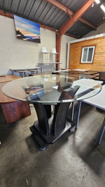 54" Glass Bar Stool Height Dining Table