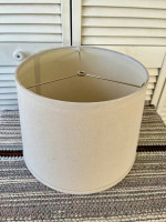 Ceramic Table Lamp With Linen Shade And Stainless Steel Base