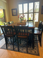 Farmhouse counter height Table & 8 counterheight chairs
