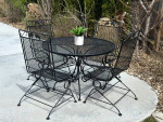 Woodard Dining Set (4) High Back Coil Spring Chairs + Table Set!