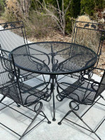 Woodard Dining Set (4) High Back Coil Spring Chairs + Table Set!