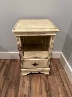 Bedside table, small dresser, lamp, coffee table