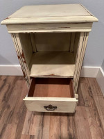 Bedside table, small dresser, lamp, coffee table