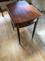 1920s Hepplewhite Drop Side Table Inlaid Wood with Drawer