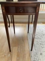 1920s Hepplewhite Drop Side Table Inlaid Wood with Drawer