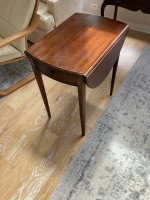 1920s Hepplewhite Drop Side Table Inlaid Wood with Drawer