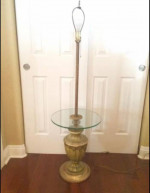 Midcentury Floor Lamp Table Glazed