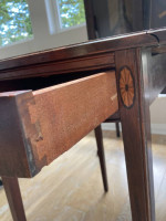 1920s Hepplewhite Drop Sides Table Inlaid Wood with Drawer
