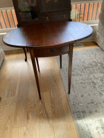 1920s Hepplewhite Drop Sides Table Inlaid Wood with Drawer